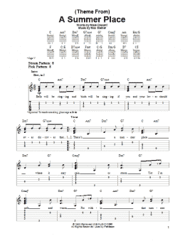 page one of (Theme From) A Summer Place (Easy Guitar Tab)