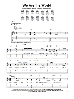 page one of We Are The World (Easy Guitar Tab)