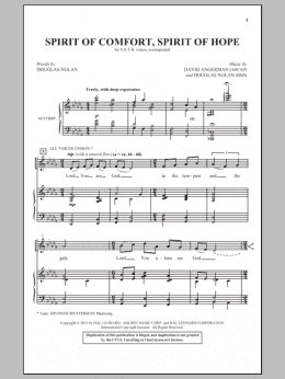 page one of Spirit Of Comfort, Spirit Of Hope (SATB Choir)