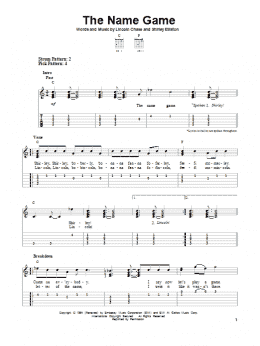 page one of The Name Game (Easy Guitar Tab)