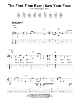 page one of The First Time Ever I Saw Your Face (Easy Guitar Tab)