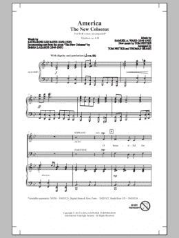page one of America (The New Colossus) (SAB Choir)