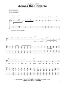 page one of Across The Universe (Guitar Tab)