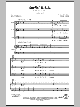 page one of Surfin' U.S.A. (arr. Tom Anderson) (3-Part Mixed Choir)