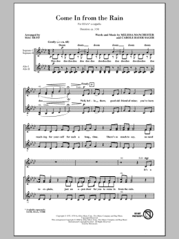 page one of Come In From The Rain (SSA Choir)