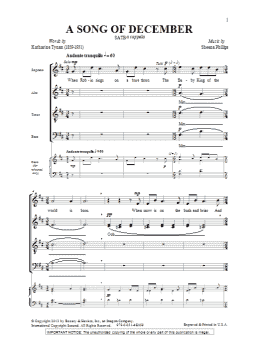 page one of A Song Of December (SATB Choir)