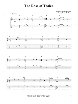page one of The Rose Of Tralee (Easy Guitar Tab)