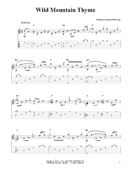 page one of Wild Mountain Thyme (arr. Mark Phillips) (Easy Guitar Tab)