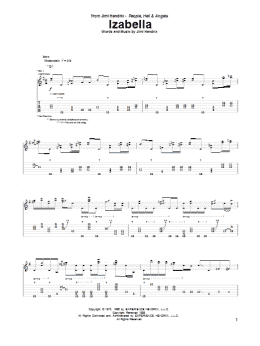 page one of Izabella (Guitar Tab)