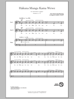 page one of Hakuna Mungu Kama Wewe (3-Part Mixed Choir)