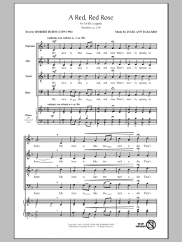 page one of A Red, Red Rose (SATB Choir)