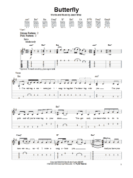 page one of Butterfly (Easy Guitar Tab)