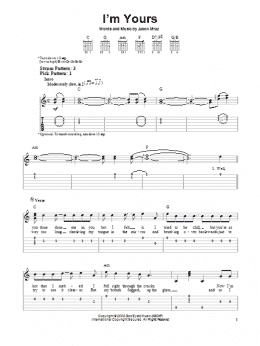 page one of I'm Yours (Easy Guitar Tab)