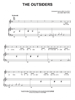 page one of The Outsiders (Piano, Vocal & Guitar Chords (Right-Hand Melody))