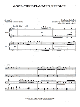 page one of Good Christian Men, Rejoice (Piano Duet)