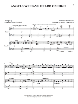 page one of Angels We Have Heard On High (Piano Duet)