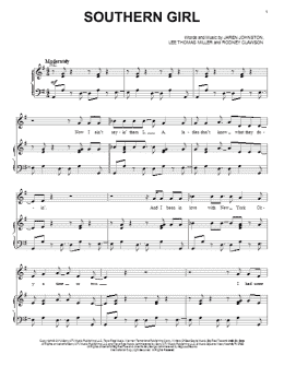 page one of Southern Girl (Piano, Vocal & Guitar Chords (Right-Hand Melody))