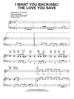 page one of I Want You Back / ABC / The Love You Save (from Motown: The Musical) (Piano, Vocal & Guitar Chords (Right-Hand Melody))