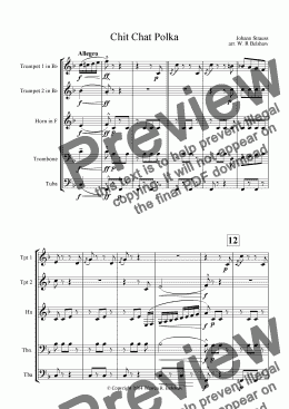 page one of Chit Chat Polka (for brass quintet)