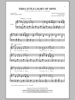 page one of Give Me Oil In My Lamp (arr. Anna Laura Page) (2-Part Choir)