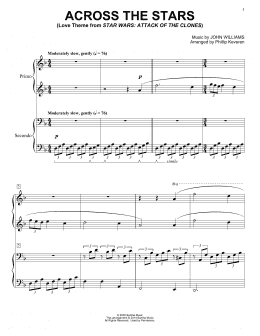 page one of Across The Stars (from Star Wars: Attack of the Clones) (arr. Phillip Keveren) (Piano Duet)