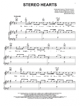 page one of Stereo Hearts (feat. Adam Levine) (Piano, Vocal & Guitar Chords (Right-Hand Melody))