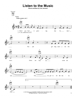 page one of Listen To The Music (Ukulele)