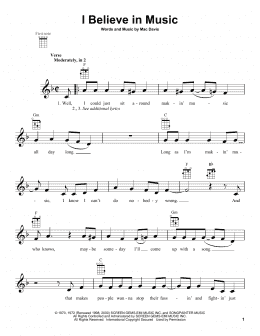 page one of I Believe In Music (Ukulele)