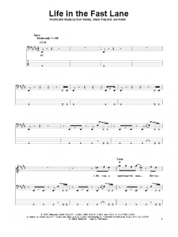 page one of Life In The Fast Lane (Bass Guitar Tab)