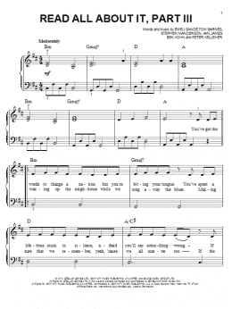 page one of Read All About It, Part III (Easy Piano)