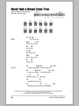 page one of Never Had A Dream Come True (Guitar Chords/Lyrics)