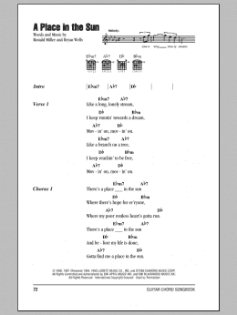 page one of A Place In The Sun (Guitar Chords/Lyrics)