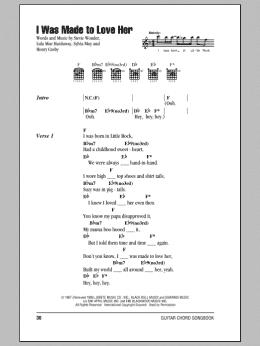 page one of I Was Made To Love Her (Guitar Chords/Lyrics)