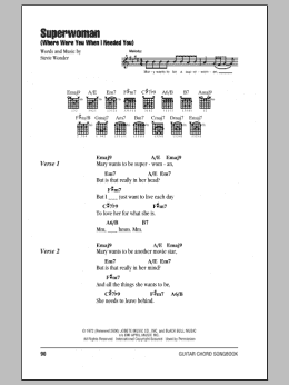 page one of Superwoman (Where Were You When I Needed You) (Guitar Chords/Lyrics)
