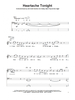 page one of Heartache Tonight (Bass Guitar Tab)