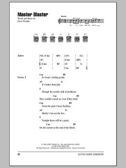 page one of Master Blaster (Guitar Chords/Lyrics)