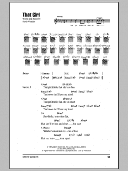 page one of That Girl (Guitar Chords/Lyrics)