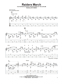 page one of Raiders March (Solo Guitar Tab)
