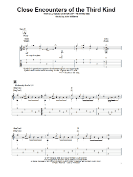 page one of Theme From Close Encounters Of The Third Kind (arr. Ben Woolman) (Solo Guitar)