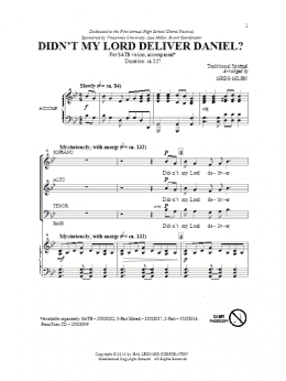 page one of Didn't My Lord Deliver Daniel? (SATB Choir)