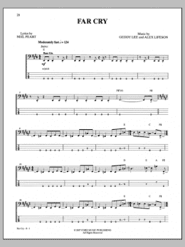 page one of Far Cry (Bass Guitar Tab)