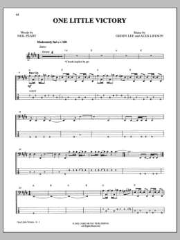 page one of One Little Victory (Bass Guitar Tab)