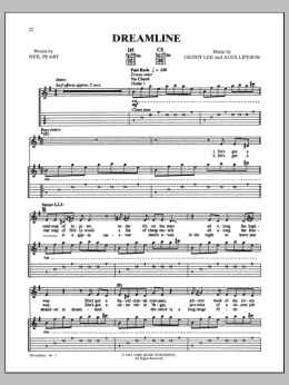 page one of Dreamline (Guitar Tab)