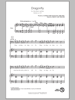 page one of Dragonfly (3-Part Mixed Choir)