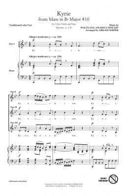 page one of Kyrie (From The Mass In B-Flat Major #10) (3-Part Treble Choir)