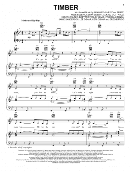 page one of Timber (Piano, Vocal & Guitar Chords (Right-Hand Melody))