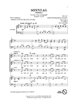 page one of Sonntag (SSA Choir)