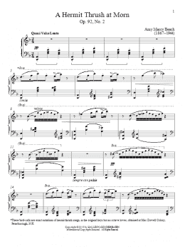 page one of A Hermit Thrush At Morn, Op. 92, No. 2 (Piano Solo)