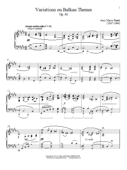 page one of Variations On Balkan Themes, Op. 60 (Piano Solo)