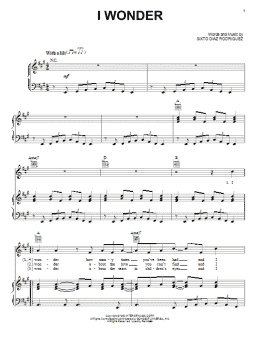 page one of I Wonder (Piano, Vocal & Guitar Chords (Right-Hand Melody))
